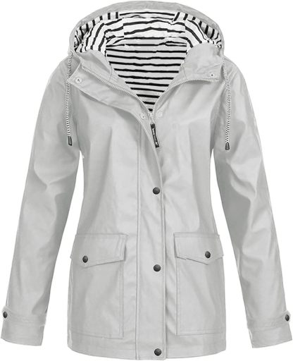SWISSWELL Women Coat Solid Color Drawstring Windbreaker Hooded Jacket -ZPK006099|Swisswell