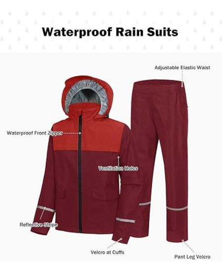 SWISSWELL Kids Gear Waterproof Rain Suit Hooded Jacket and Pants Set-CUBRS03258|Swisswell