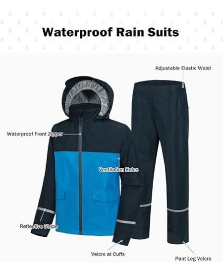SWISSWELL Kids Gear Waterproof Rain Suit Hooded Jacket and Pants Set-CUBRS03258|Swisswell