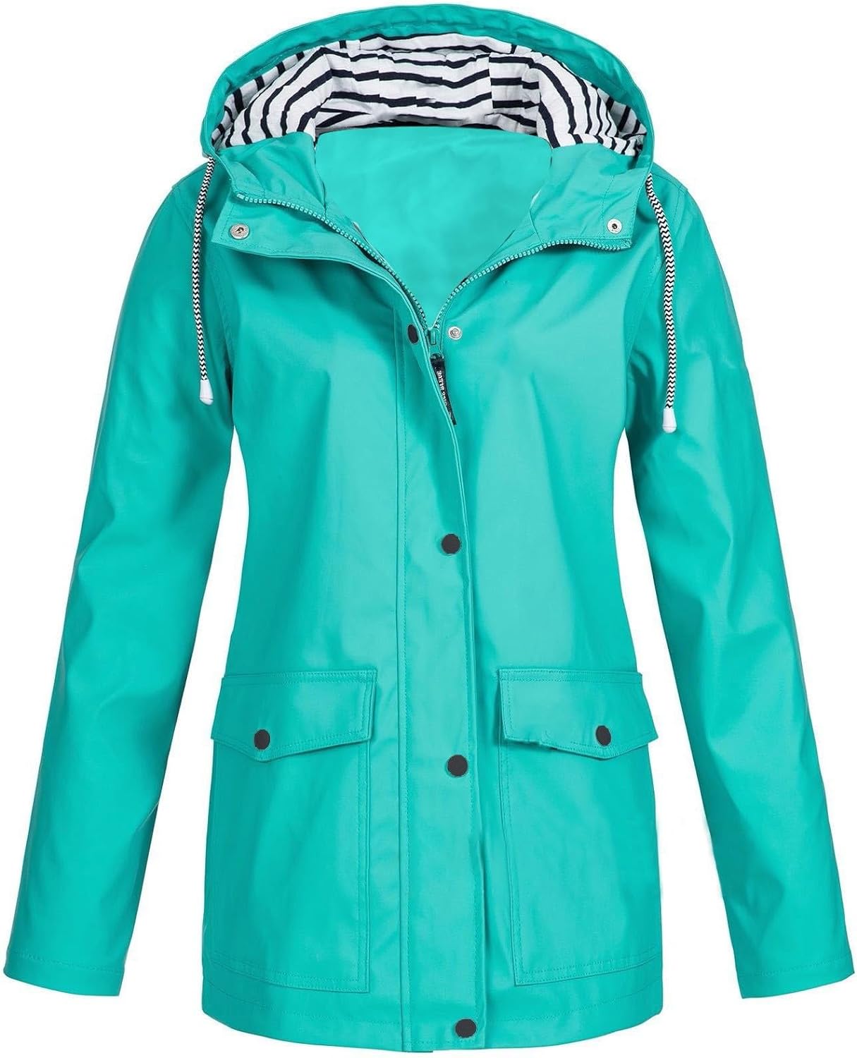 SWISSWELL Women Coat Solid Color Drawstring Windbreaker Hooded Jacket -ZPK006099|Swisswell