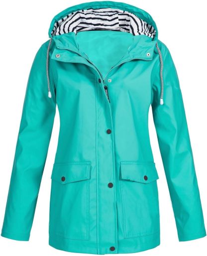 SWISSWELL Women Coat Solid Color Drawstring Windbreaker Hooded Jacket -ZPK006099|Swisswell