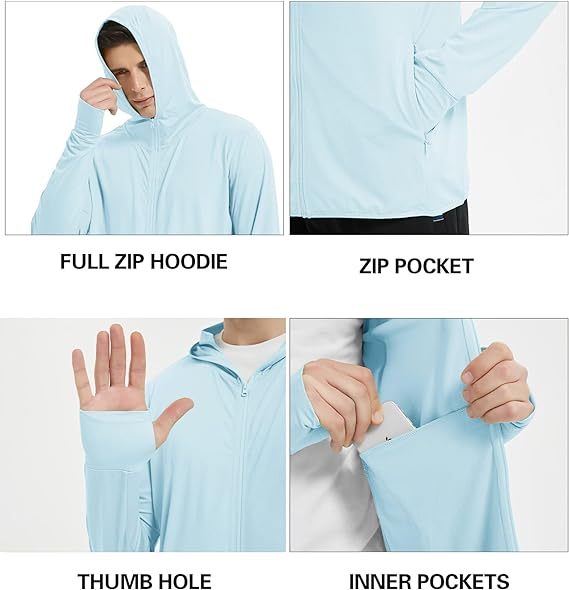 IGEEKWELL Men's Full Zip Hoodie UV Protection Clothing Qucik Dry Shirts Performance Fishing Jackets|Swisswell