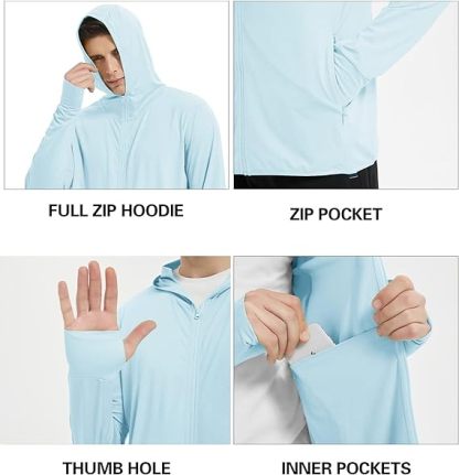 IGEEKWELL Men's Full Zip Hoodie UV Protection Clothing Qucik Dry Shirts Performance Fishing Jackets|Swisswell