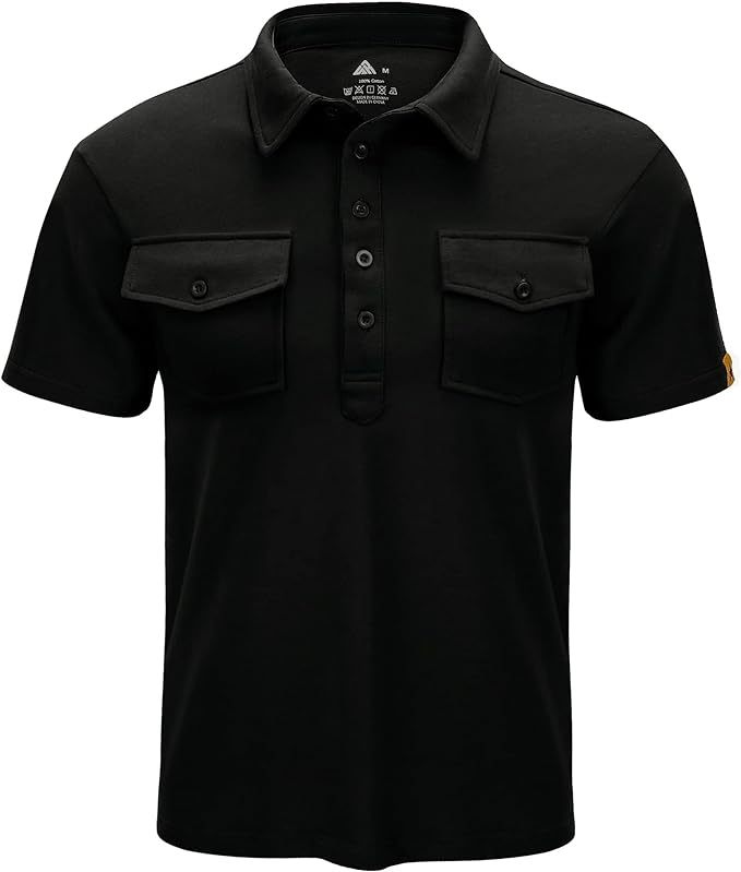 IGEEKWELL Men's Golf Regular Fit Polo Shirt Short Sleeve Double Pocket Summer Solid Tee Shirts-APOH700112|Swisswell