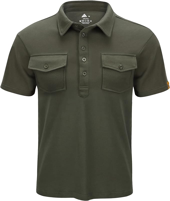 IGEEKWELL Men's Golf Regular Fit Polo Shirt Short Sleeve Double Pocket Summer Solid Tee Shirts-APOH700112|Swisswell