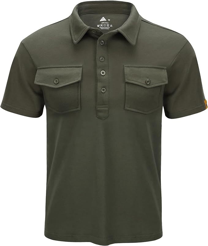 IGEEKWELL Men's Golf Regular Fit Polo Shirt Short Sleeve Double Pocket Summer Solid Tee Shirts-APOH700112|Swisswell