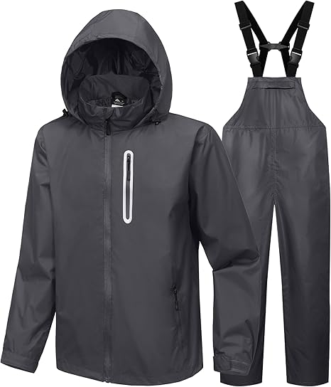Men's Waterproof Jacket and Bibs Pants Rainwear-CUMRS03371