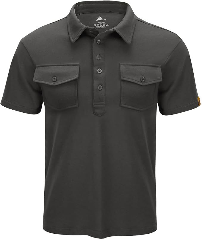 IGEEKWELL Men's Golf Regular Fit Polo Shirt Short Sleeve Double Pocket Summer Solid Tee Shirts-APOH700112|Swisswell