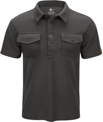 IGEEKWELL Men's Golf Regular Fit Polo Shirt Short Sleeve Double Pocket Summer Solid Tee Shirts-APOH700112|Swisswell