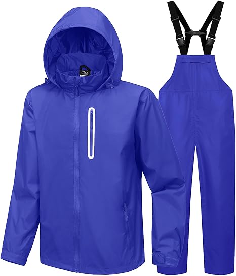 Men's Waterproof Jacket and Bibs Pants Rainwear-CUMRS03371