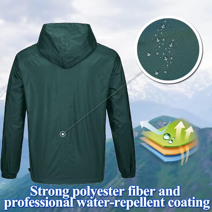 IGEEKWELL Men's Waterproof Lightweight Windbreaker Hooded Rain Jacket for Hiking-CFMNY00001|Swisswell