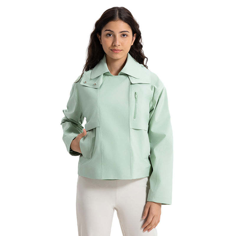 SWISSWELL Women's Detachable Hood Short Windproof Windbreaker Waterproof Jacket DAW039|Swisswell