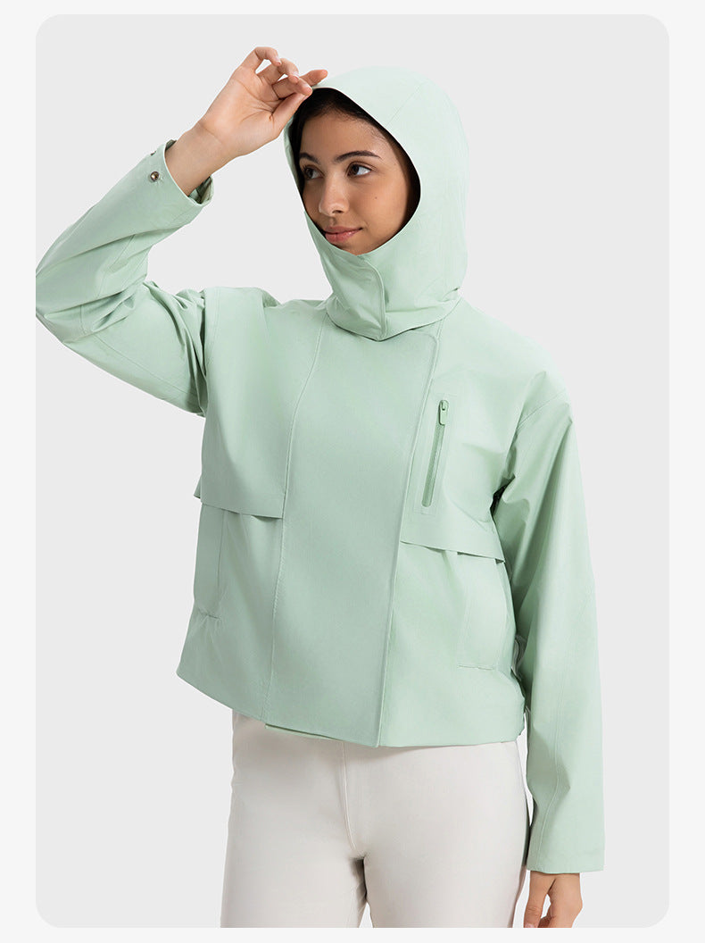 SWISSWELL Women's Detachable Hood Short Windproof Windbreaker Waterproof Jacket DAW039|Swisswell
