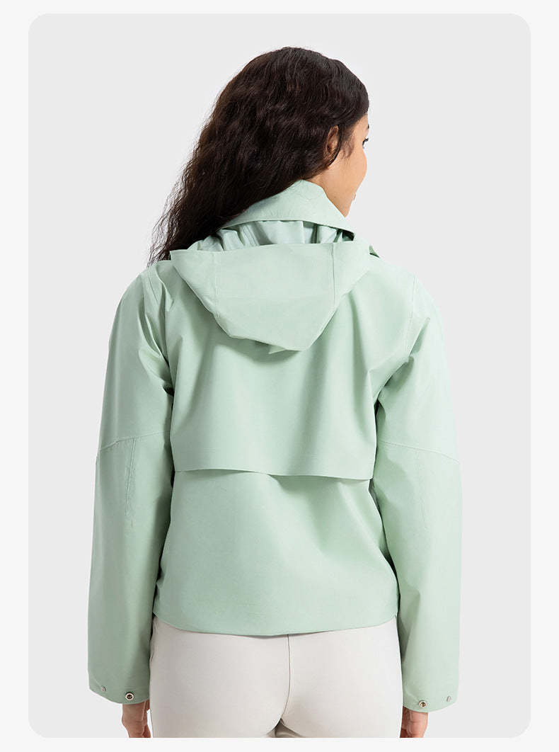 SWISSWELL Women's Detachable Hood Short Windproof Windbreaker Waterproof Jacket DAW039|Swisswell