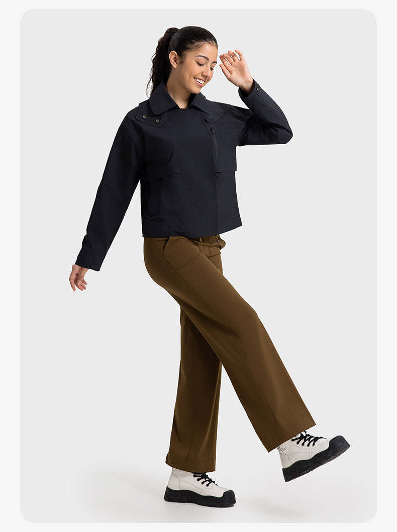 SWISSWELL Women's Detachable Hood Short Windproof Windbreaker Waterproof Jacket DAW039|Swisswell