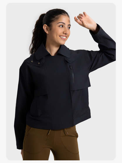 SWISSWELL Women's Detachable Hood Short Windproof Windbreaker Waterproof Jacket DAW039|Swisswell