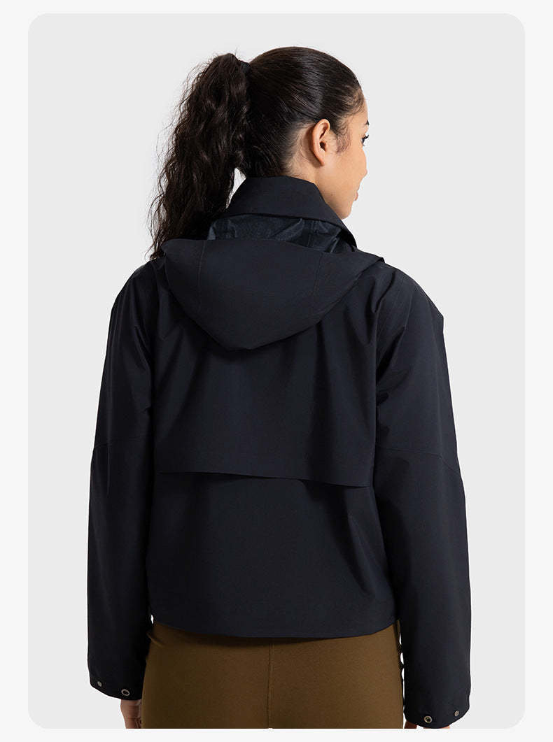 SWISSWELL Women's Detachable Hood Short Windproof Windbreaker Waterproof Jacket DAW039|Swisswell