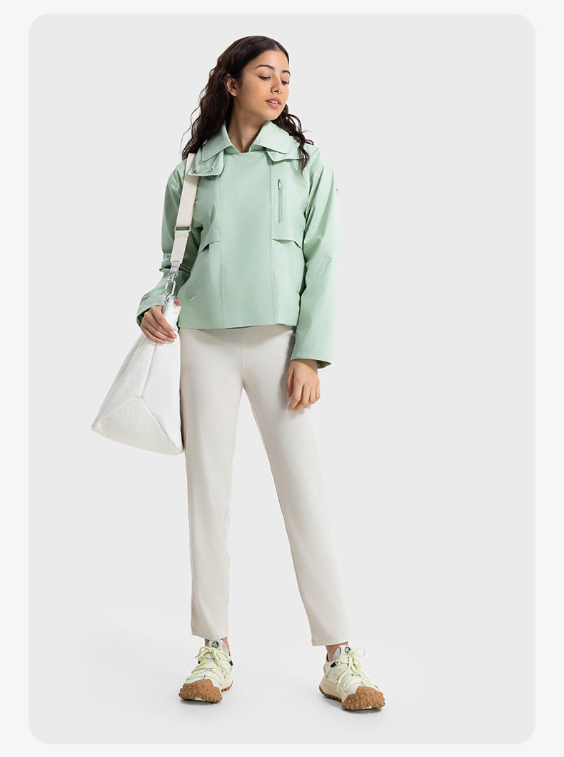 SWISSWELL Women's Detachable Hood Short Windproof Windbreaker Waterproof Jacket DAW039|Swisswell