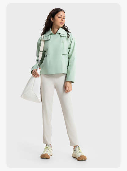 SWISSWELL Women's Detachable Hood Short Windproof Windbreaker Waterproof Jacket DAW039|Swisswell