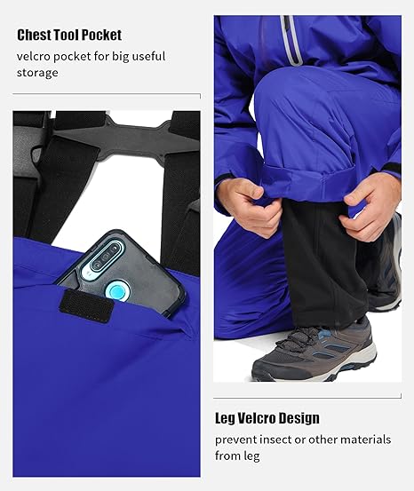 Men's Waterproof Jacket and Bibs Pants Rainwear-CUMRS03371