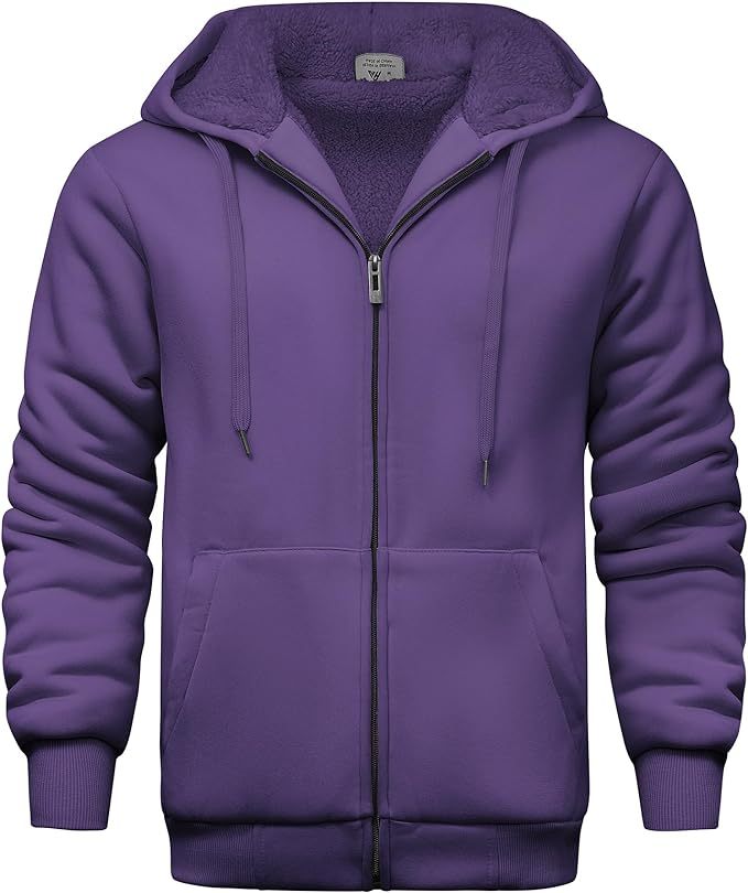 IGEEKWELL Men's Winter Hoodies Full Zip Up Fleece Sherpa Lined Heavyweight Jacket-ZITY0652|Swisswell