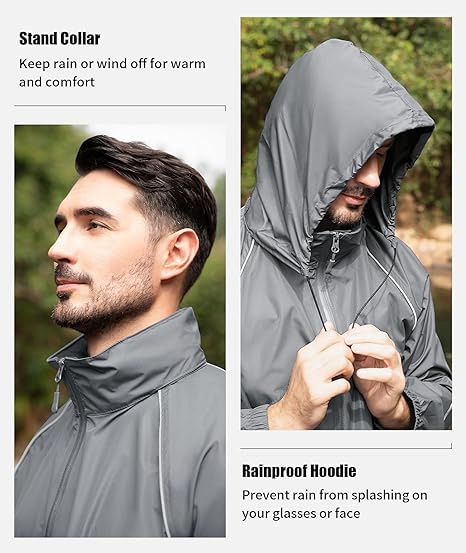 Men's Waterproof Lightweight Hooded Rainsuit-TUMRS05175