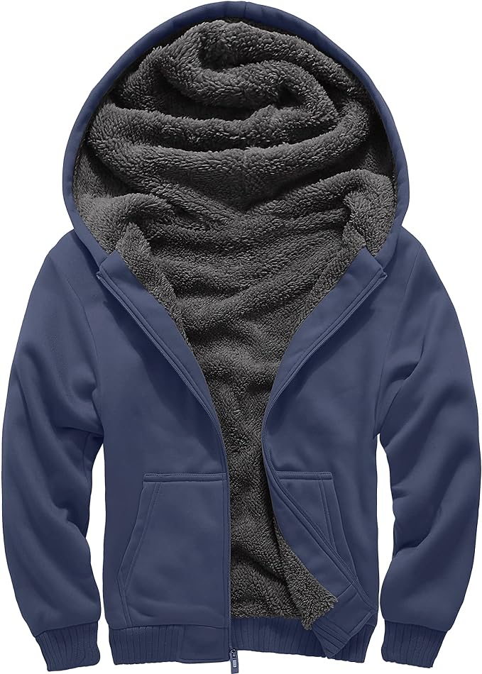 IGEEKWELL Men's Winter Hoodies Full Zip Up Fleece Sherpa Lined Heavyweight Jacket-ZITY0652|Swisswell
