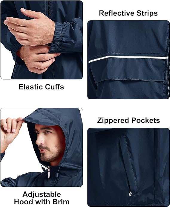 IGEEKWELL Men's Waterproof Lightweight Windbreaker Hooded Rain Jacket for Hiking-CFMNY00001|Swisswell