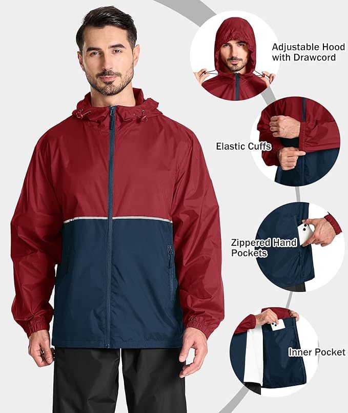 IGEEKWELL Men's Rain Hooded Jacket Golf Raincoat Waterproof Windbreaker-CUMRC03998|Swisswell