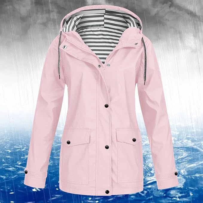 SWISSWELL Women Coat Solid Color Drawstring Windbreaker Hooded Jacket -ZPK006099|Swisswell