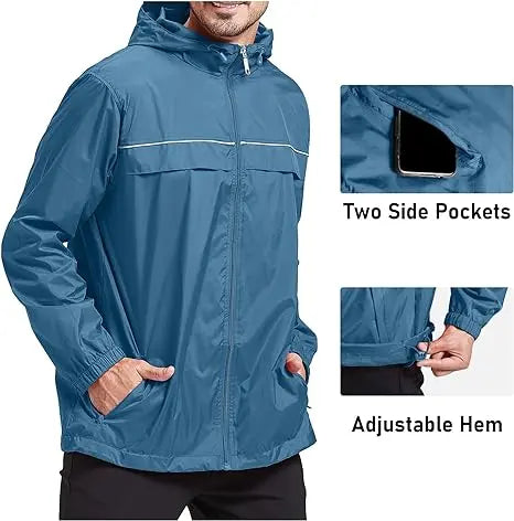 SWISSWELL Men's High Quality Waterproof Outdoor Raincoat Zip Up Hooded Jacket -ZPK000011|Swisswell