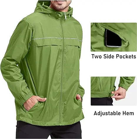 SWISSWELL Men's High Quality Waterproof Outdoor Raincoat Zip Up Hooded Jacket -ZPK000011|Swisswell