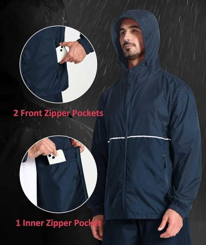IGEEKWELL Men's Rain Hooded Jacket Golf Raincoat Waterproof Windbreaker-CUMRC03998|Swisswell