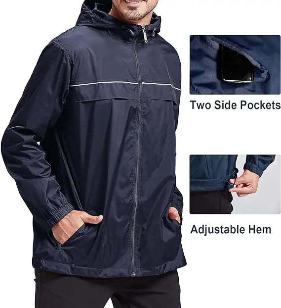 SWISSWELL Men's High Quality Waterproof Outdoor Raincoat Zip Up Hooded Jacket -ZPK000011|Swisswell