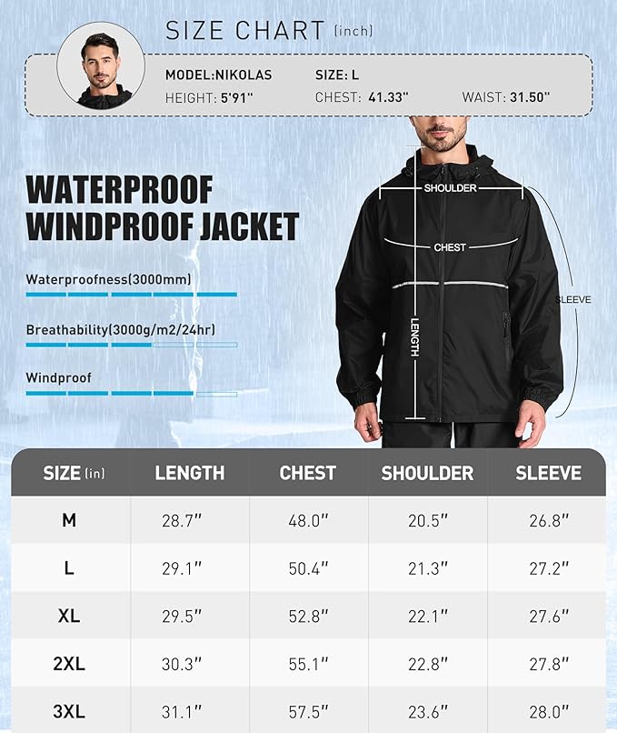 IGEEKWELL Men's Rain Hooded Jacket Golf Raincoat Waterproof Windbreaker-CUMRC03998|Swisswell