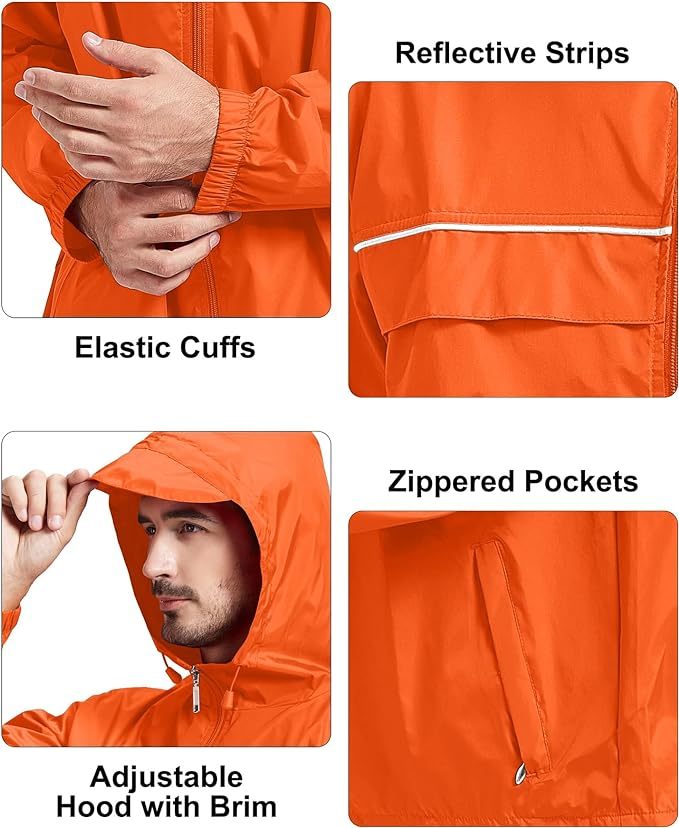 IGEEKWELL Men's Waterproof Lightweight Windbreaker Hooded Rain Jacket for Hiking-CFMNY00001|Swisswell