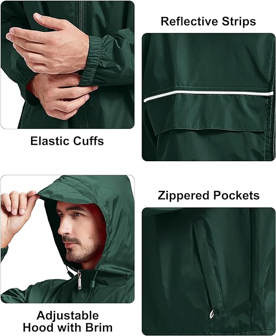 IGEEKWELL Men's Waterproof Lightweight Windbreaker Hooded Rain Jacket for Hiking-CFMNY00001|Swisswell