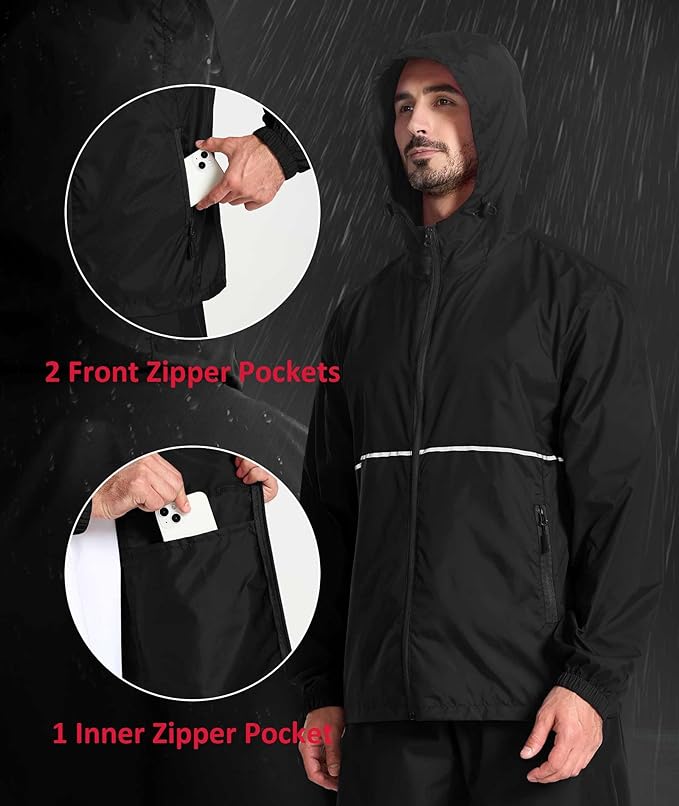 IGEEKWELL Men's Rain Hooded Jacket Golf Raincoat Waterproof Windbreaker-CUMRC03998|Swisswell