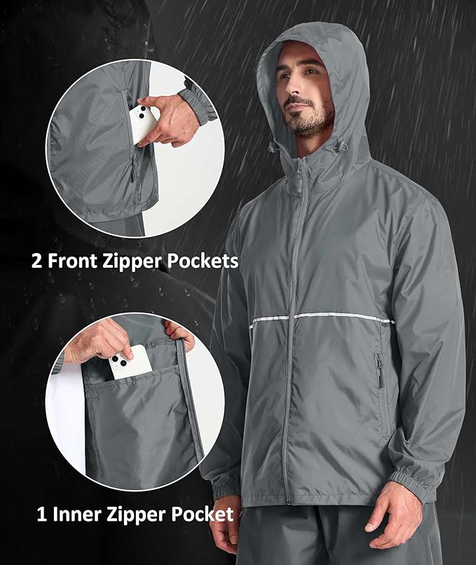 IGEEKWELL Men's Rain Hooded Jacket Golf Raincoat Waterproof Windbreaker-CUMRC03998|Swisswell