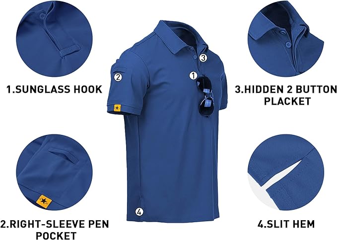 IGEEKWELL Mens Polo Shirts Short Sleeve Golf Collared Shirt Tennis T-Shirt -AUMPO00001|Swisswell