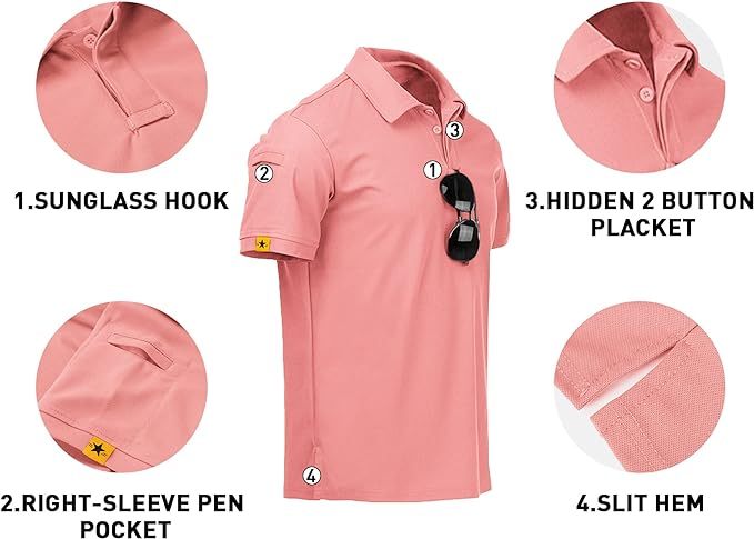 IGEEKWELL Mens Polo Shirts Short Sleeve Golf Collared Shirt Tennis T-Shirt -AUMPO00001|Swisswell