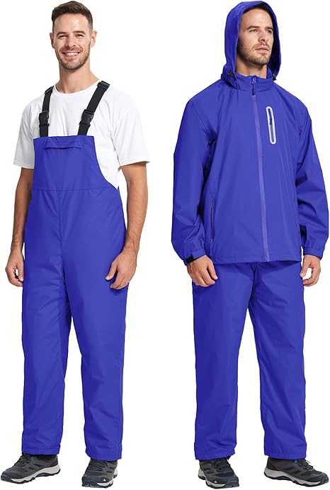 Men's Waterproof Jacket and Bibs Pants Rainwear-CUMRS03371
