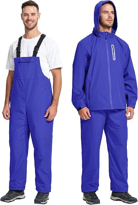 Men's Waterproof Jacket and Bibs Pants Rainwear-CUMRS03371
