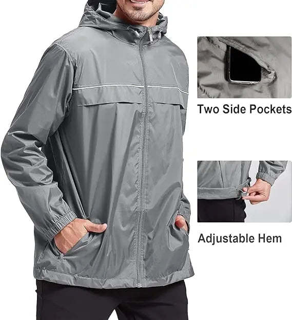 SWISSWELL Men's High Quality Waterproof Outdoor Raincoat Zip Up Hooded Jacket -ZPK000011|Swisswell