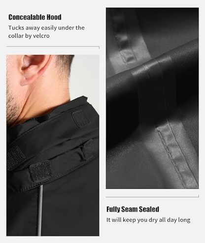 Men's Waterproof Lightweight Hooded Rainsuit-TUMRS05175