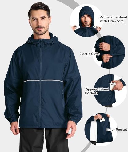 IGEEKWELL Men's Rain Hooded Jacket Golf Raincoat Waterproof Windbreaker-CUMRC03998|Swisswell