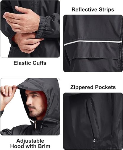IGEEKWELL Men's Waterproof Lightweight Windbreaker Hooded Rain Jacket for Hiking-CFMNY00001|Swisswell