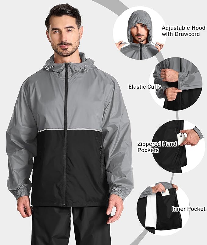 IGEEKWELL Men's Rain Hooded Jacket Golf Raincoat Waterproof Windbreaker-CUMRC03998|Swisswell