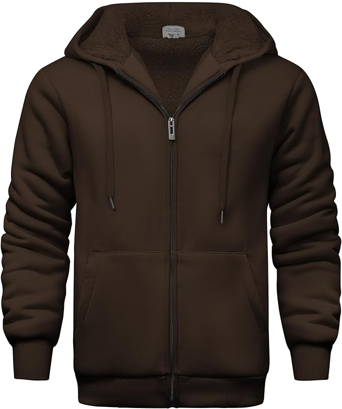 IGEEKWELL Men's Winter Hoodies Full Zip Up Fleece Sherpa Lined Heavyweight Jacket-ZITY0652|Swisswell