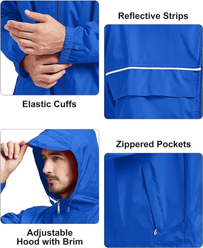 IGEEKWELL Men's Waterproof Lightweight Windbreaker Hooded Rain Jacket for Hiking-CFMNY00001|Swisswell